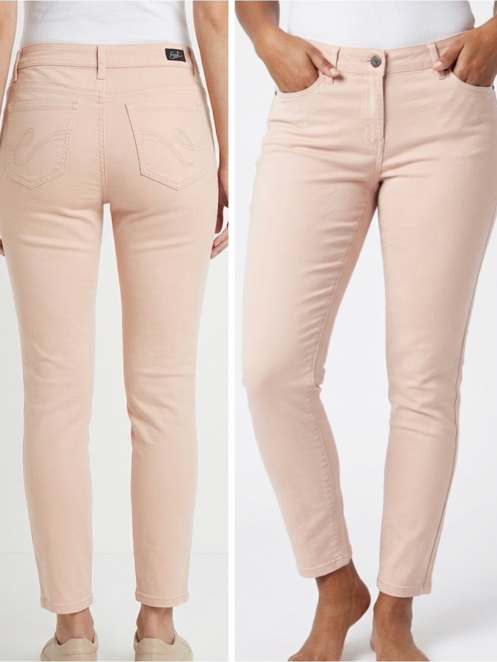EARL JEANS Pale Blush Pink Peach Skinny Ankle Cropped Jeans w Stretch — #LHP